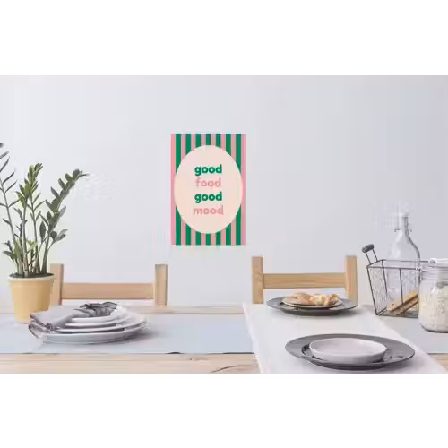 Gestreept - Quote - Ovaal - Roze Muursticker klein -eettafel