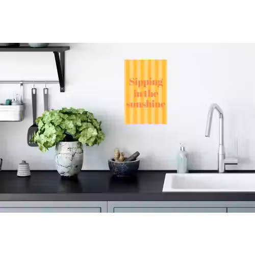 Gestreept - Geel - Sunshine - Letters Muursticker klein -keuken