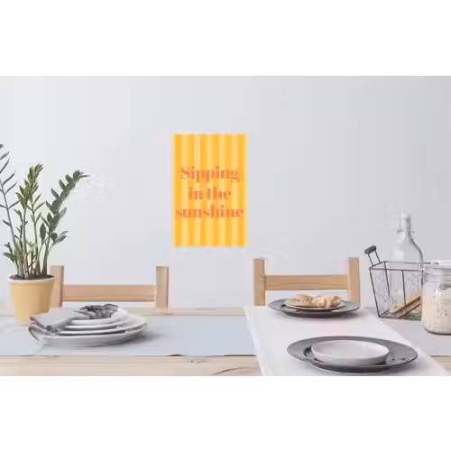Gestreept - Geel - Sunshine - Letters Muursticker klein -eettafel