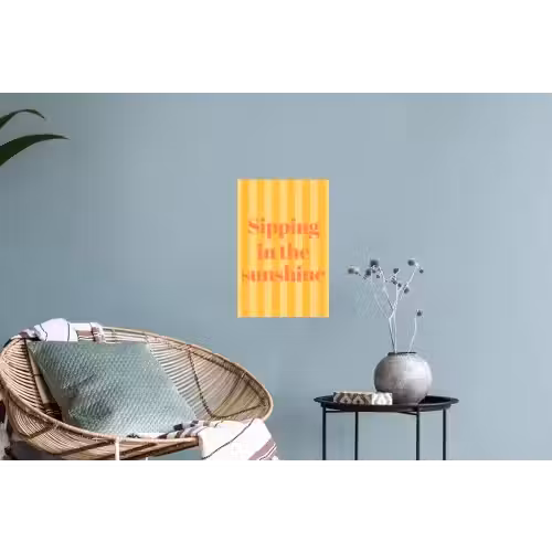 Gestreept - Geel - Sunshine - Letters Muursticker klein -plant