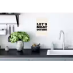 Tekst - Blokletters - Zwart - Vlees Muursticker klein -keuken