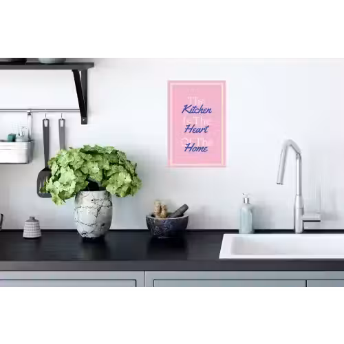 Tekst - Blauw - Keuken - Kader Muursticker klein -keuken