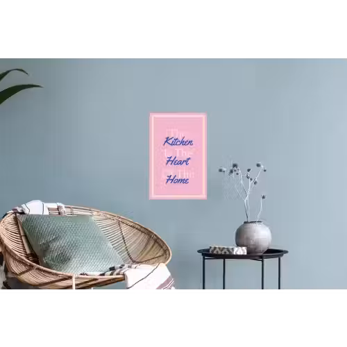 Tekst - Blauw - Keuken - Kader Muursticker klein -plant