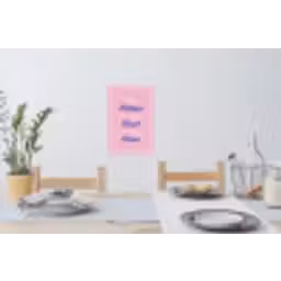 Tekst - Blauw - Keuken - Kader Muursticker klein -eettafel