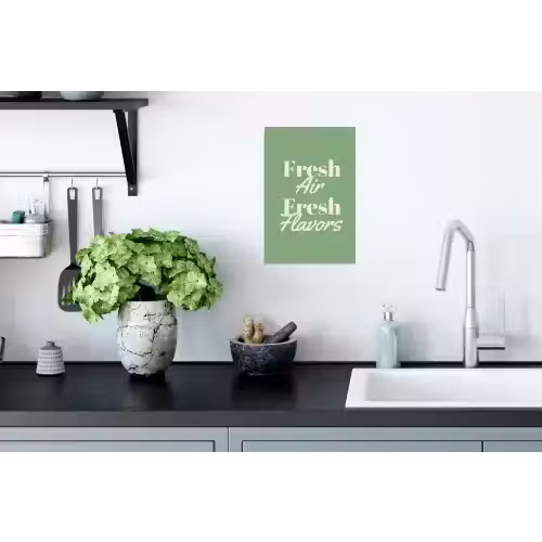 Tekst - Groen - Sierlijk - Letters Muursticker klein -keuken