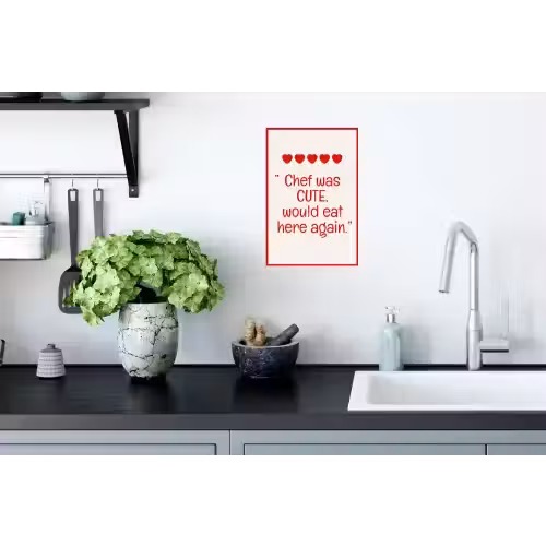 Tekst - Rood - Hartjes Muursticker klein -keuken