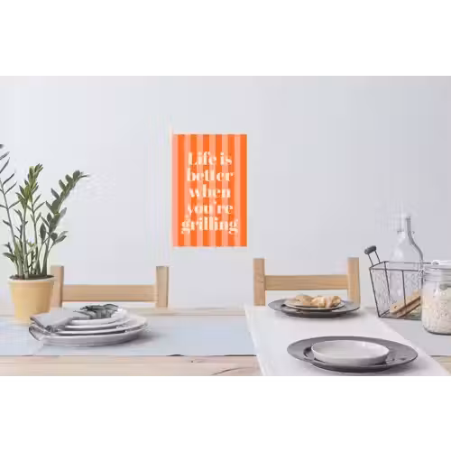 Tekst - Gestreept - Oranje - Zomer Muursticker klein -eettafel