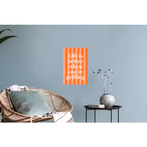Tekst - Gestreept - Oranje - Zomer Muursticker klein -plant