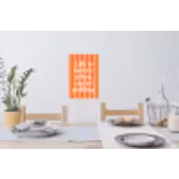 Tekst - Gestreept - Oranje - Zomer Muursticker klein -eettafel