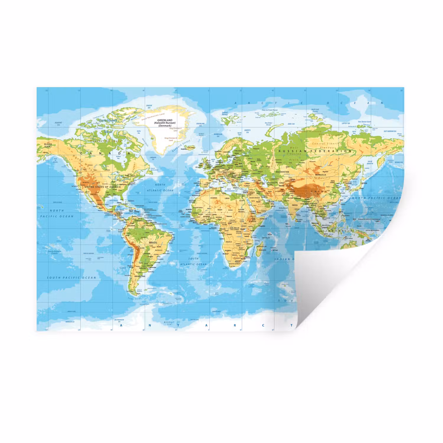 Wall Sticker - World map - Statistical - Blue - Earth - Educational