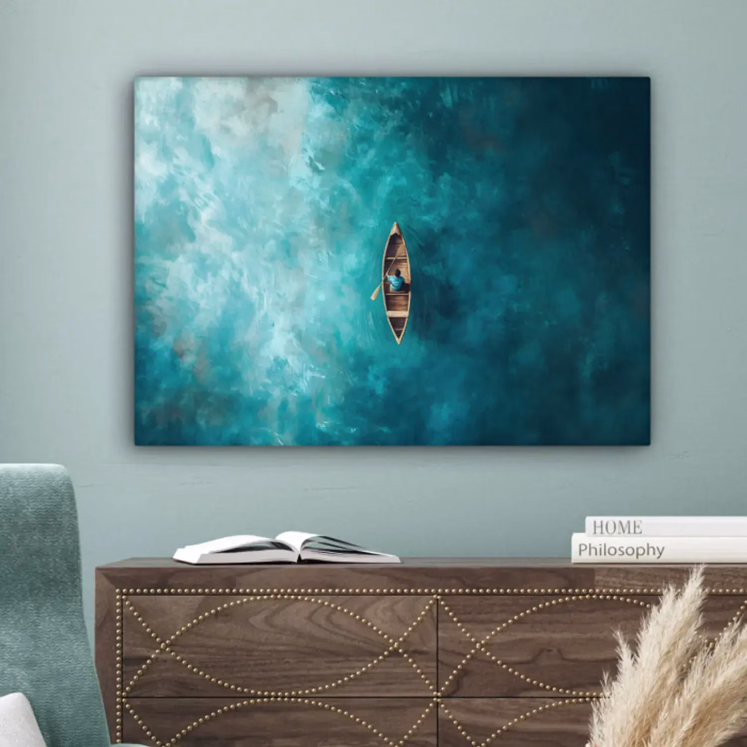 Canvas painting - Little boat - Water - Blue